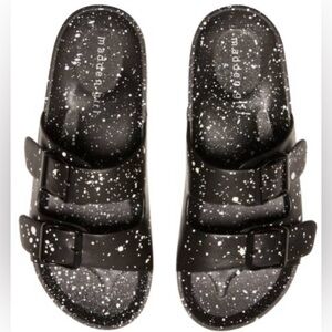 Madden Girl by Steve Madden Women's Black/White Splatter Sandals in Size 10
